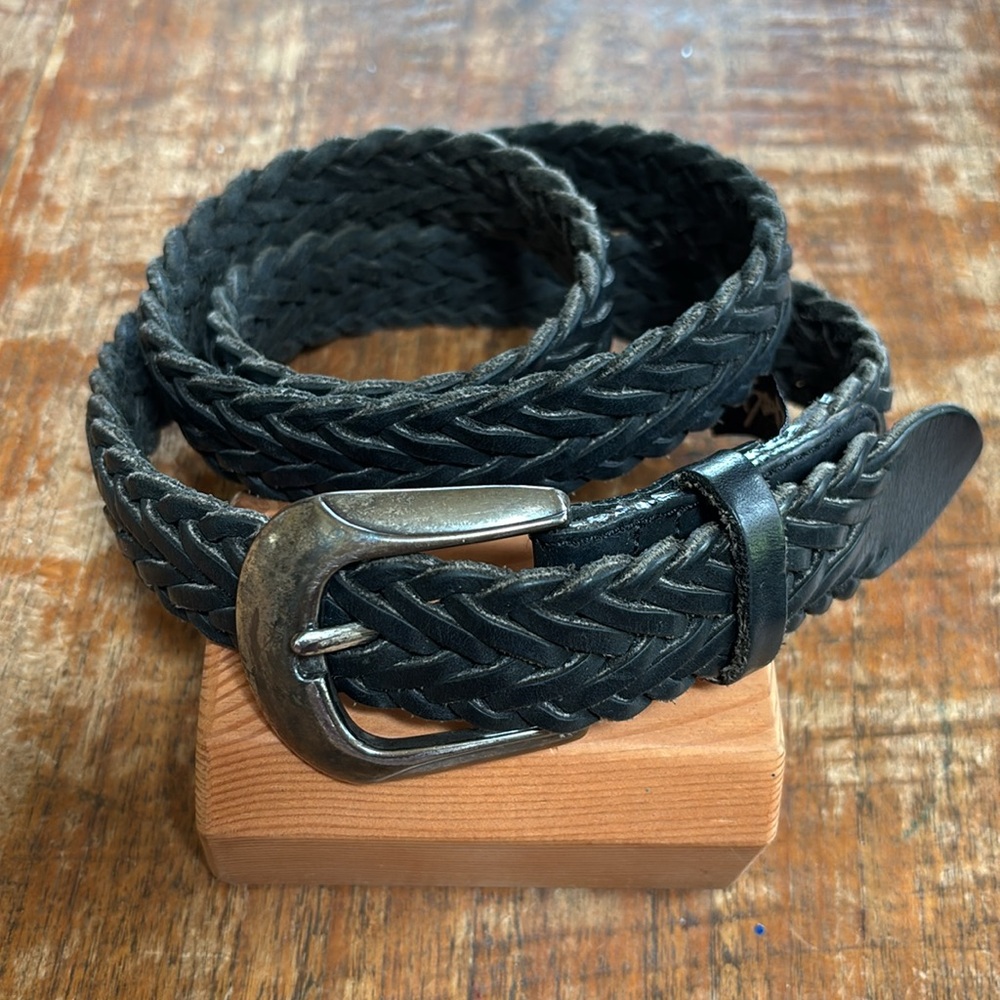 Braided Black Leather Billy Belt